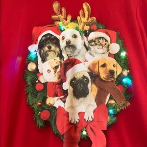 Light up cats and dogs ugly Christmas sweater